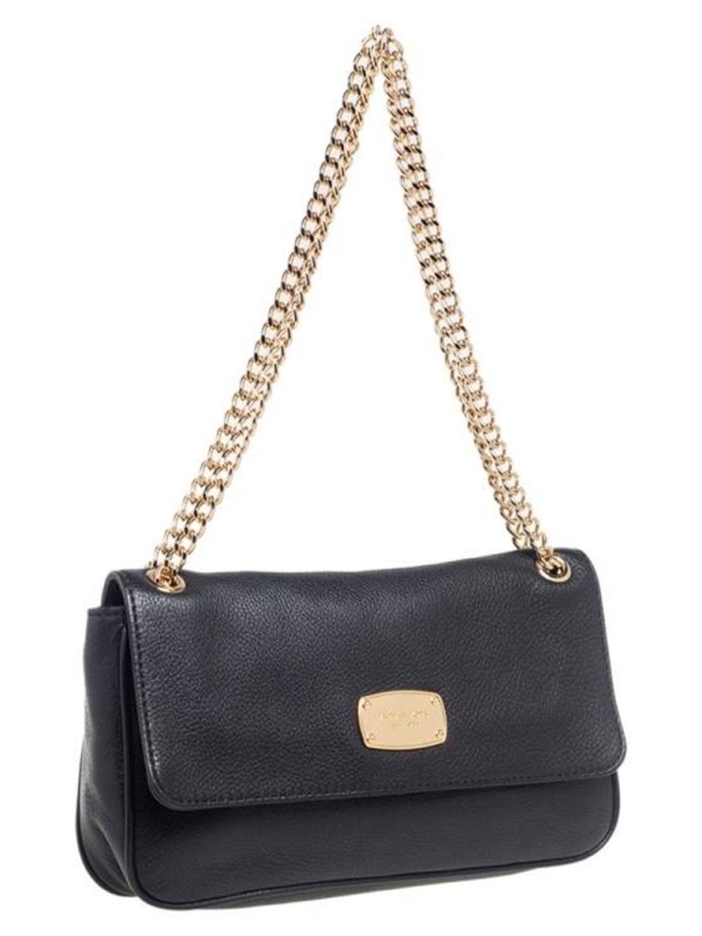 MICHAEL Michael Kors Black Leather Jet Set Chain Shoulder Bag with Gold Chain